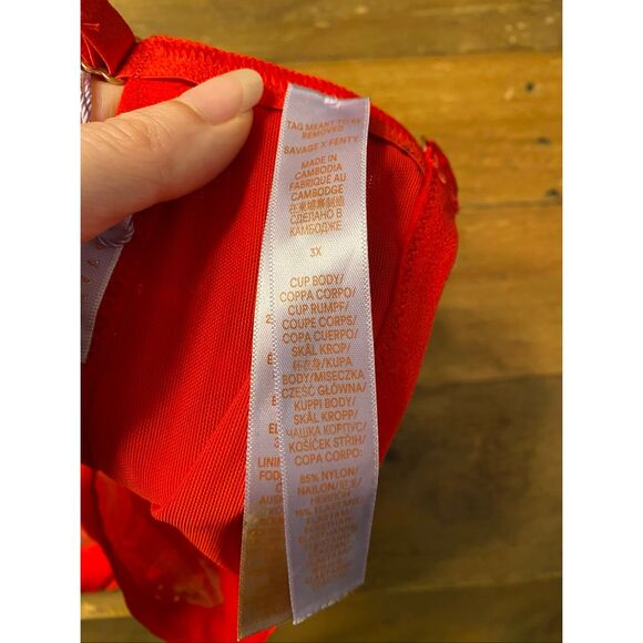 Savage X Fenty 3X NWT red lace lingerie bra bralette do me candy heart - Picture 8 of 9
